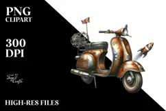Vintage Rusted Scooter Stars | Sublimation Clipart Product Image 1