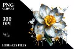 Detailed Shiny Glossy Narcissus Watercolor Splash Clipart Product Image 3