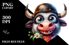 Expressionate Ox with Biker Hat | Sublimation | Clipart Product Image 2