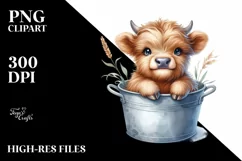 Cute Baby Highland Cow Sitting | Sublimation | Clipart Product Image 1