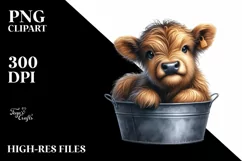 Cute Baby Highland Cow Smiling | Sublimation | Clipart Product Image 3