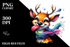 Vibrant Funny Deer Portrait | Sublimation Clipart Product Image 3
