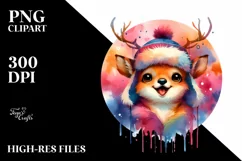 Vibrant Funny Deer Portrait | Sublimation Clipart Product Image 3
