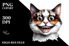 Funny Cat with Crazy Face PNG Product Image 2