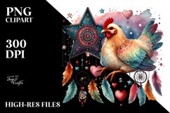 Adorned Boho Chicken on Star, PNG Product Image 2