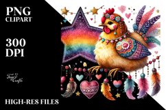 Adorned Boho Chicken on Star, PNG Product Image 2