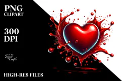 Red Glossy Heart, Digital Painting PNG Product Image 1