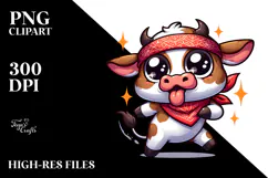 Cartoony Vector Art of Ridiculously Cute Cartoon Cow PNG Product Image 2