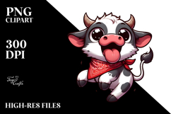 Cartoon Cow with Bandana, Dancing PNG Product Image 2