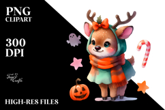 Cute Baby Elk Dressed for Halloween | Sublimation | Clipart Product Image 2