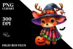 Cute Baby Elk Dressed for Halloween | Sublimation | Clipart Product Image 1