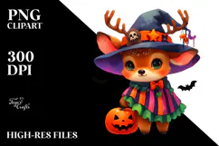 Cute Baby Elk Dressed for Halloween | Sublimation | Clipart Product Image 2