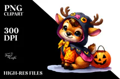 Cute Baby Elk Dressed for Halloween | Sublimation | Clipart Product Image 2