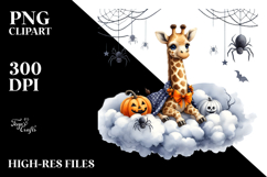 Giraffe Dressed for Halloween on Cloud PNG Product Image 2