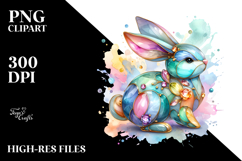 Pastel Bunny made of on Splashy Background, PNG Product Image 2