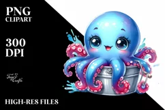 Colorful Octopus in Bucket Clipart Product Image 3