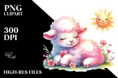 Colorful Baby Lamb Cuddling Sun, PNG Product Image 2