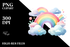Pastel Rainbow with Clouds, Transparent PNG Product Image 2
