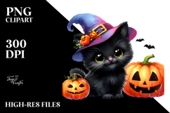 Cute Black Cat Drawing PNG Product Image 2