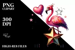 Colorful Flamingo Sitting on a Star PNG Product Image 2