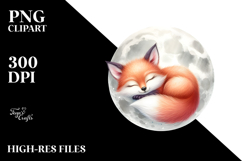 Cute Fox Sleeping on the Moon PNG Product Image 2