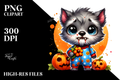 Funny Werewolf with Pumpkins PNG Product Image 2