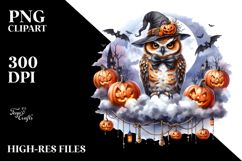 Owl Dressed for Halloween on Cloud PNG Product Image 2