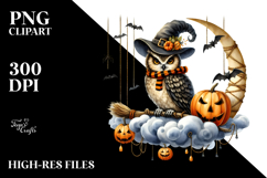 Owl Dressed for Halloween on Cloud PNG Product Image 2