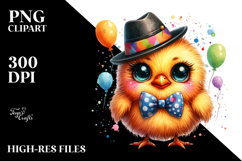 Crazy Colorful Watercolor Baby Chicken PNG Product Image 2