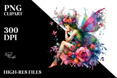 Vibrant Sitting Fairy PNG Product Image 2