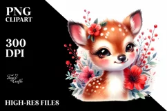Colorful Small Baby Deer with Red Flowers Product Image 1