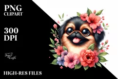 Funny Japanese Chin Flowers Clipart Product Image 3