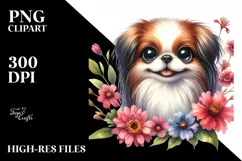 Funny Japanese Chin Watercolor Clipart Product Image 3