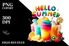 colorfull Frozen Drink with Hello Summer PNG Product Image 2