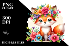 Cute Fox Sitting on Flower | Clipart Product Image 2