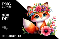 Cute Fox Sitting on Flower | Clipart Product Image 2
