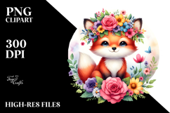 Cute Fox Sitting on Flower | Clipart Product Image 2