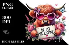 Highland Cow in Sunglasses PNG Product Image 2