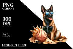 Watercollor Malinois Sitting in Sand | Sublimation | Clipart Product Image 2