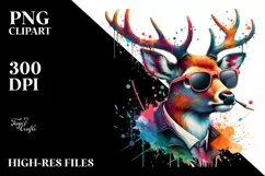 Colorful Quirky Deer Sunglasses | Clipart Product Image 1