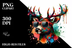 Colorful Quirky Deer Sunglasses | Clipart Product Image 1