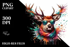 Colorful Quirky Deer Sunglasses | Clipart Product Image 3