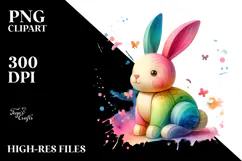 Colorful Bunny Wood PNG Product Image 2