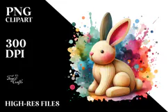 Colorful Bunny Wood PNG Product Image 2