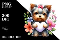 Cute Flower Yorkshire Terrier PNG Product Image 2