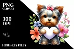 Cute Flower Yorkshire Terrier PNG Product Image 2