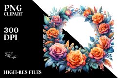Abstract Colorful Roses Frame | Sublimation Clipart Product Image 3