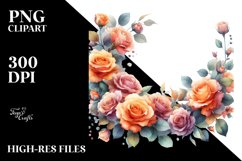 Abstract Colorful Roses Frame | Sublimation Clipart Product Image 1