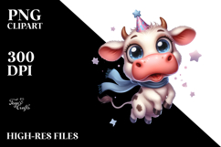 Playful Cow with Party Hat PNG Product Image 2