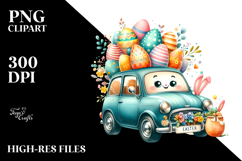 Creative Funny Bunny Car Easter Eggs PNG Product Image 2